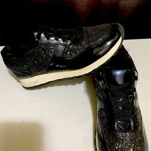 Black glitter sneakers size 8